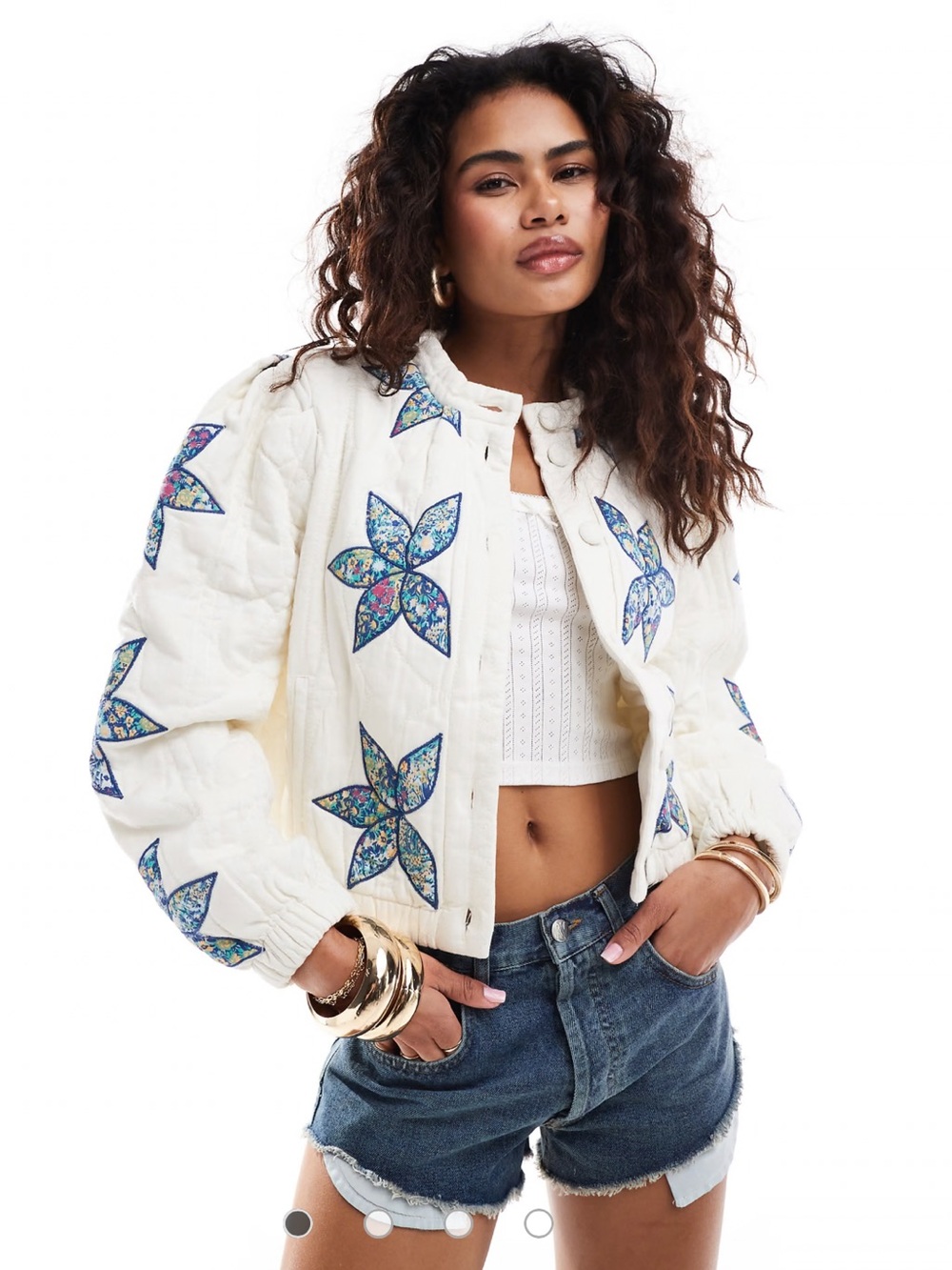 Free People Quinn Quilted Floral Jacket in Size Large